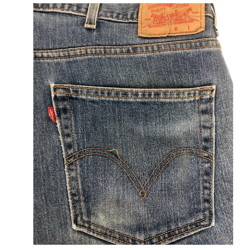Levi's 550 Mens Jeans Relaxed Fit Blue Denim W50 L32 Workwear Distressed Hem‎